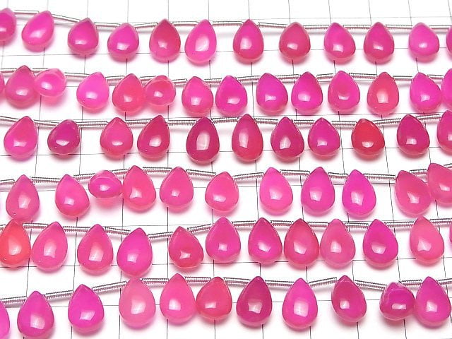 Hochwertiger Fuchsia Pink Chalcedon AAA Birnenform (glatt) 12x8mm 1 Strang Perlen (16 Stück)