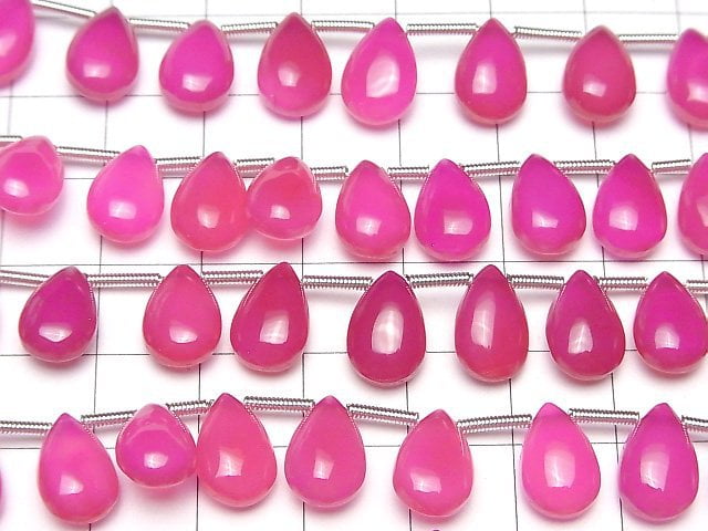 Hochwertiger Fuchsia Pink Chalcedon AAA Birnenform (glatt) 12x8mm 1 Strang Perlen (16 Stück)