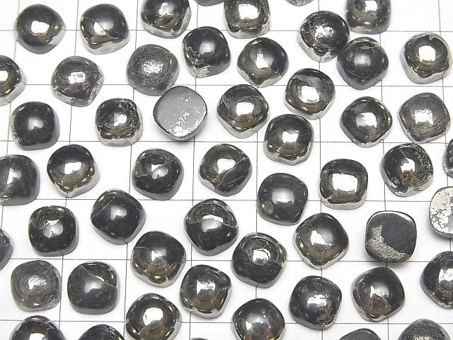 Matrix Pyrit quadratischer Cabochon 8x8mm 5 Stück