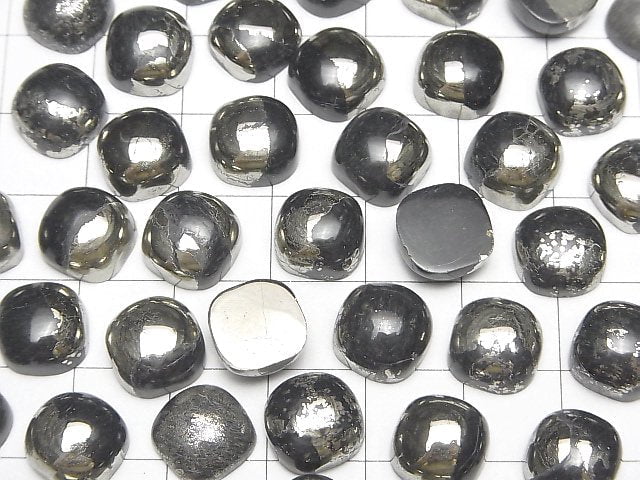 Matrix Pyrit quadratischer Cabochon 10x10mm 3 Stück