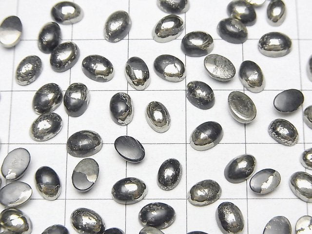 Matrix Pyrit ovaler Cabochon 6x4mm 10 Stück