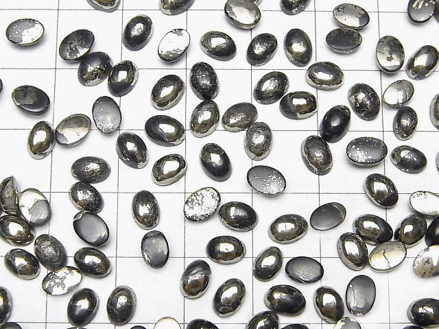 Matrix Pyrit ovaler Cabochon 6x4mm 10 Stück