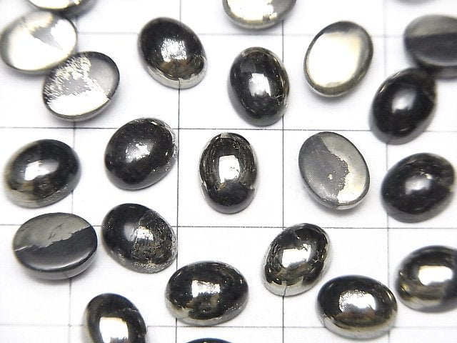 矩陣黃鐵礦橢圓素面蛋面 8x6mm 5顆