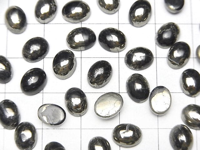 Matrix Pyrit ovaler Cabochon 8x6mm 5 Stück