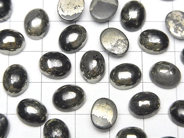 Matrix Pyrit ovaler Cabochon 10x8mm 3 Stück