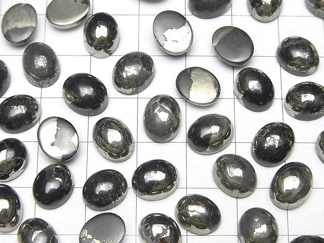 Matrix Pyrit ovaler Cabochon 10x8mm 3 Stück