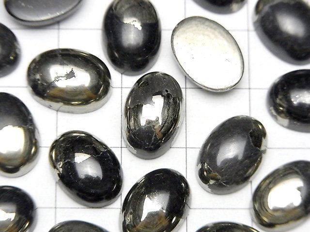 矩陣黃鐵礦橢圓素面蛋面 14x10公釐 2顆