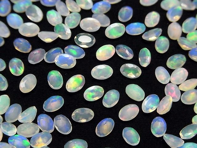 Hochwertiger äthiopischer Opal AAA-Lose ovale facettierte Steine 6x4mm 5 Stück