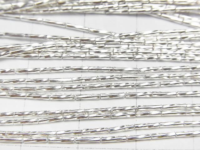 Karen Silver Tube 4x1x1mm White Silver 1/4 or 1 strand beads (approx. 26 inches/66 cm)