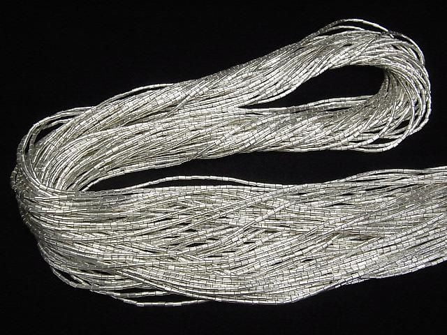 Karen Silver Tube 3x1.5x1.5mm White Silver 1/4 or 1 strand beads (approx. 27 inches/68 cm)