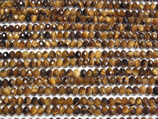 Hochwertig! Gelber Tigerauge AAA- facettierte Knopf-Rondelle 5x5x4mm 1 Strang Perlen (ca. 15 Zoll/37 cm)