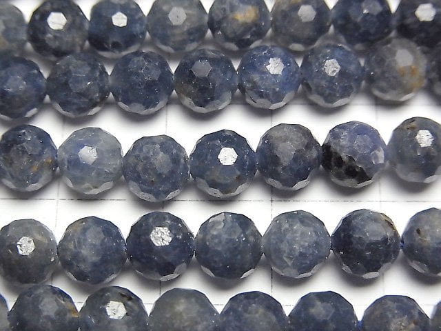 高品質!斯里蘭卡藍寶石 AA++ 128切面圓珠 6毫米 半串或一串(約15英吋/36公分)