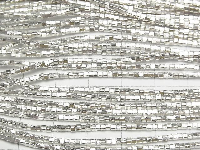 Karen 銀方珠 1.5x1.5x1.5mm 白銀 1/8 股或 1 股串珠(約 26 英吋/66 公分)