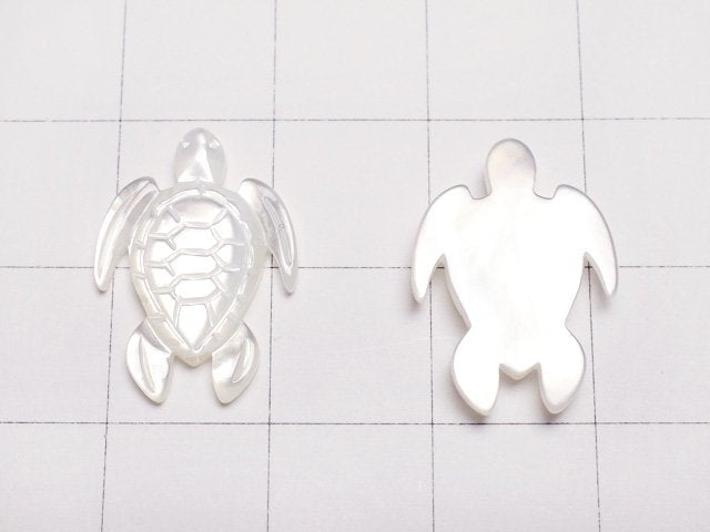 高品質白色貝殼 AAA 烏龜形 18x13mm 2入