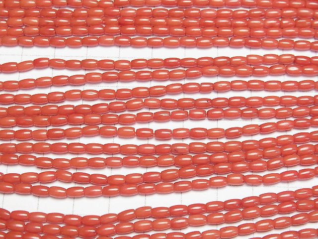 Rote Koralle (gefärbt) Rohr -Reis 5x3x3mm 1Strang Perlen (ca. 15 Zoll/38 cm)