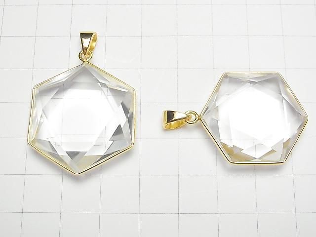 水晶 AAA 級 - 六角星吊墜 18KGP 1個