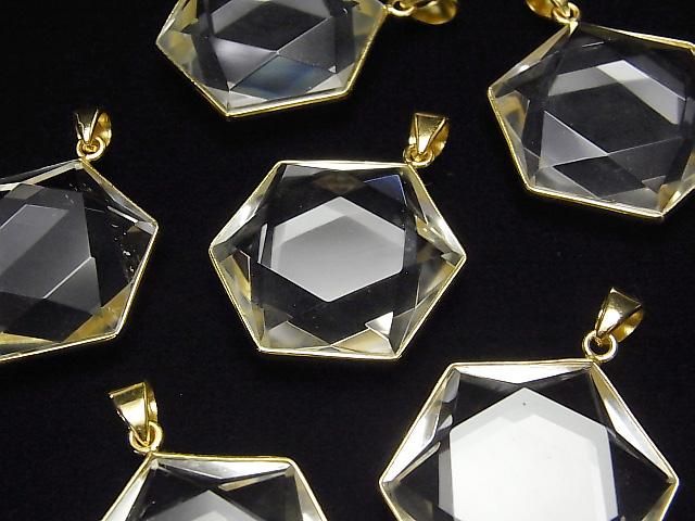 Kristall AAA - Hexagram Anhänger 18KGP 1Stk