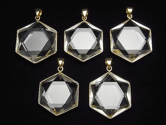 Kristall AAA - Hexagram Anhänger 18KGP 1Stk