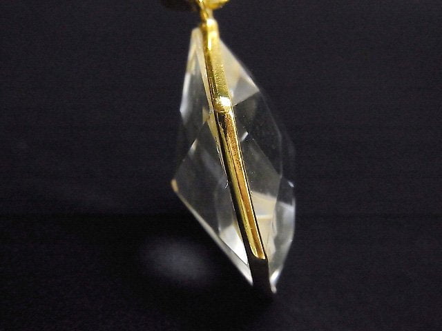 Kristallquarz AA++ Hexagon Schnitt 27x24mm Anhänger 18KGP 1Stk