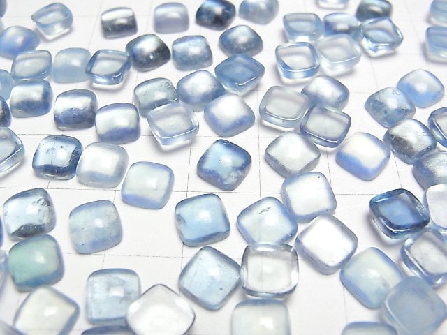 Aquamarin AAA- Quadratischer Cabochon 7x7mm 5 Stück