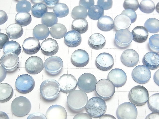 Aquamarin AA++ Runde Cabochon 8x8mm 5 Stück