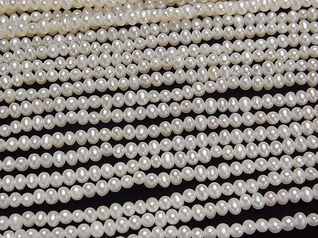 Süßwasserperle AAA Kartoffel 3,5mm Weiß 1Strang Perlen (ca. 15 Zoll/36 cm)
