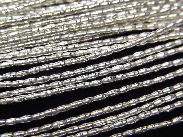Karen Silver Tube 2x1x1mm White Silver Half or 1strand beads (approx. 27inch/68cm)