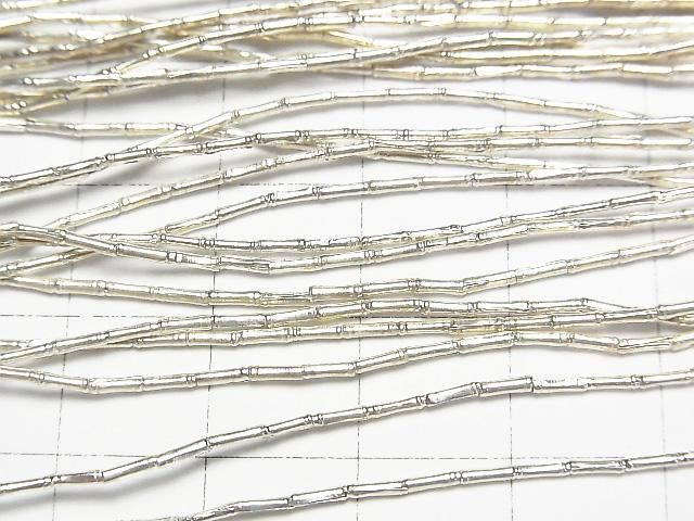 Karen Silver Patterned Tube 3x1x1mm White Silver Half or 1-Strand Beads (approx. 26inch/66cm)