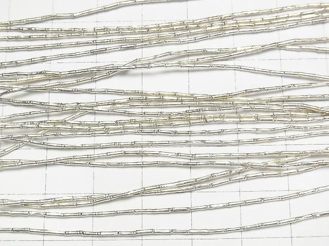 Karen Silver Patterned Tube 3x1x1mm White Silver Half or 1-Strand Beads (approx. 26inch/66cm)