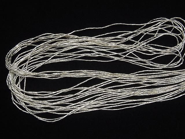 Karen Silver Patterned Tube 3x1x1mm White Silver Half or 1-Strand Beads (approx. 26inch/66cm)