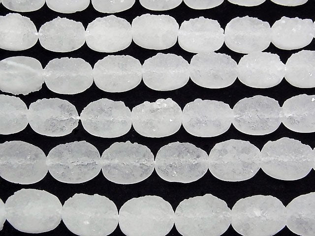 Druzy Quarz Oval 18x13mm halb oder 1Strang Perlen (ca. 15 Zoll/36 cm)