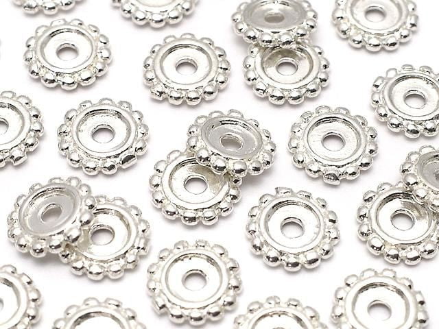 Silver925 Rondelle Daisy 7.5x7.5x1.5mm White Silver 2pcs