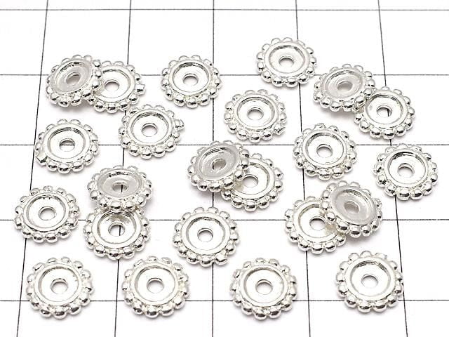 Silver925 Rondelle Daisy 7.5x7.5x1.5mm White Silver 2pcs