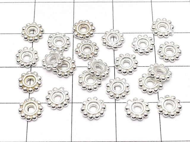 Silver925 Rondelle Daisy 6x6x1mm White Silver 4pcs