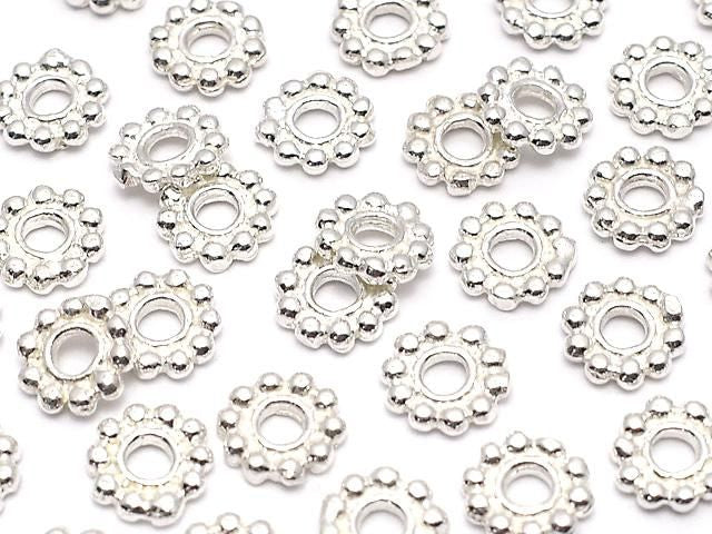925純銀雛菊墊片 5.5x5.5x1公釐 白色 2個