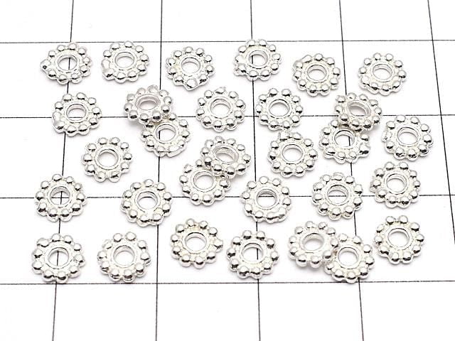 Silver925 Rondelle Daisy 5.5x5.5x1mm White Silver 4pcs