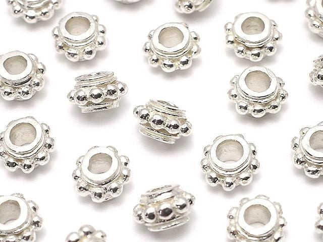 Silver925 Rondelle 5.5x5.5x3mm White Silver 2pcs