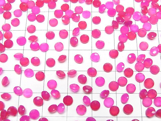 Hochwertiger fuchsia-pink Chalcedon AAA Lose Stein Rund Facettiert 4x4mm 10Stück