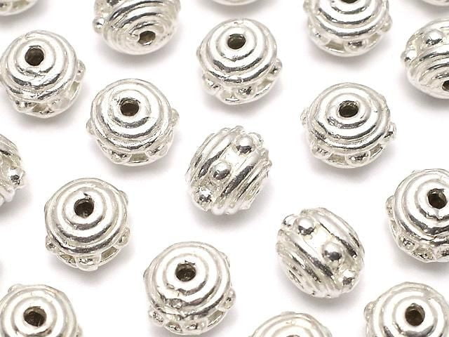 Silver925 Rondelle 7.5x7.5x5mm White Silver 1pc
