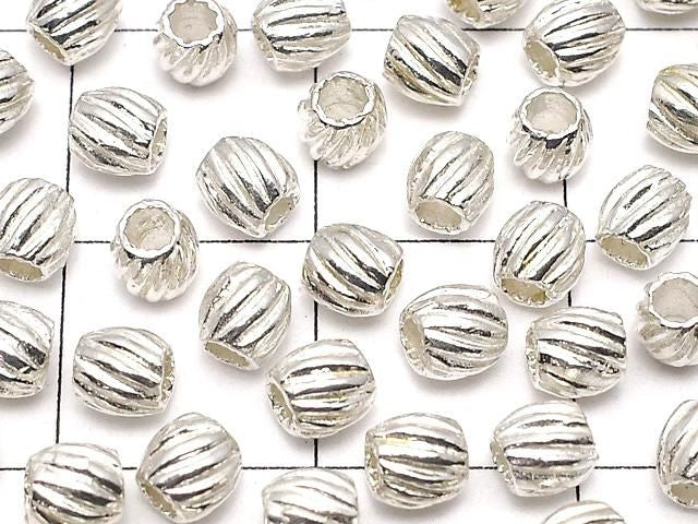 純銀925線刻圓珠 3.5x3.5x3.5mm 白銀 2個