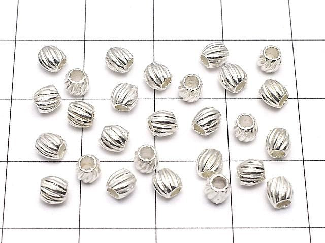 純銀925線刻圓珠 3.5x3.5x3.5mm 白銀 2個