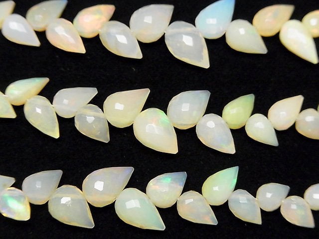 Hochwertiger äthiopischer Opal AA++ Blütenknospe facettierte Briolette 1-Strang-Perlen (ca. 5 Zoll/13 cm)