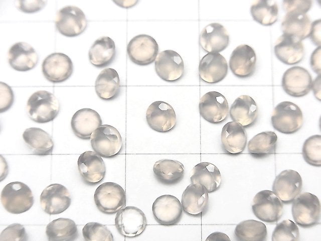 高品質灰色縞瑪瑙 AAA 散裝寶石 圓形刻面 4x4mm 10顆
