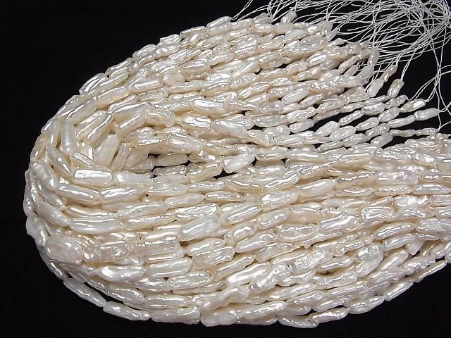 淡水珍珠,米粒珠(不規則)14-23毫米白色1串珠子 (約15英吋/36公分)