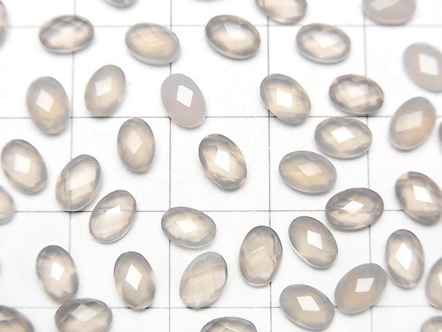 高品質灰色縞瑪瑙 AAA 裸石 橢圓形枕形切割 6x4mm 10顆裝