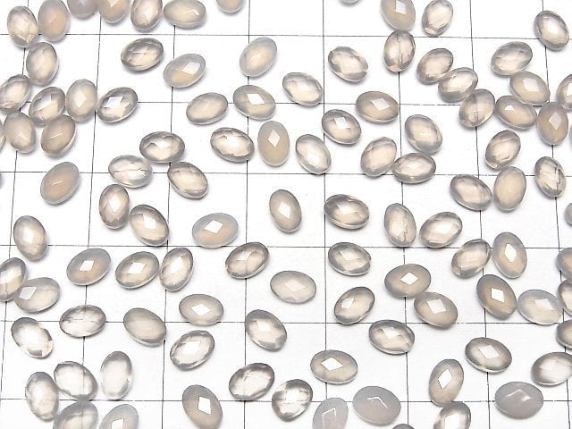 Hochwertiger grauer Onyx AAA lose Stein oval Kissen geschliffen 6x4mm 10 Stück