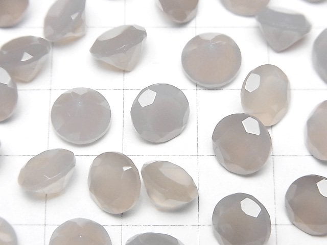 高品質灰色瑪瑙 AAA 散珠 圓刻面 8x8mm 3顆