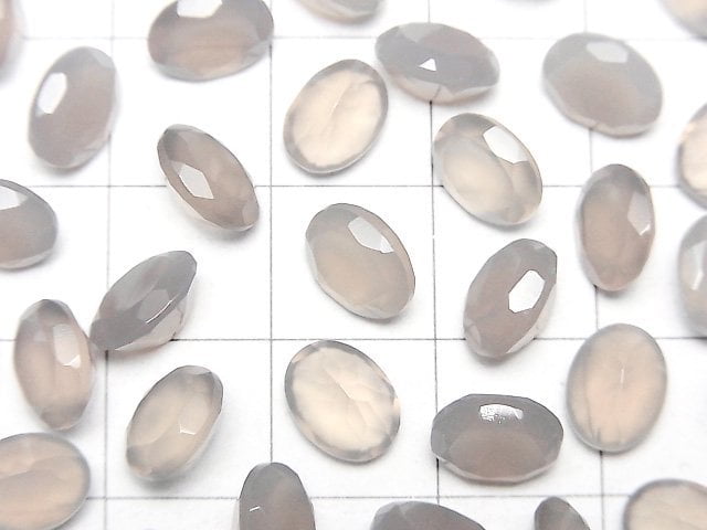 高品質灰色縞瑪瑙 AAA 裸石 橢圓刻面 8x6mm 3顆