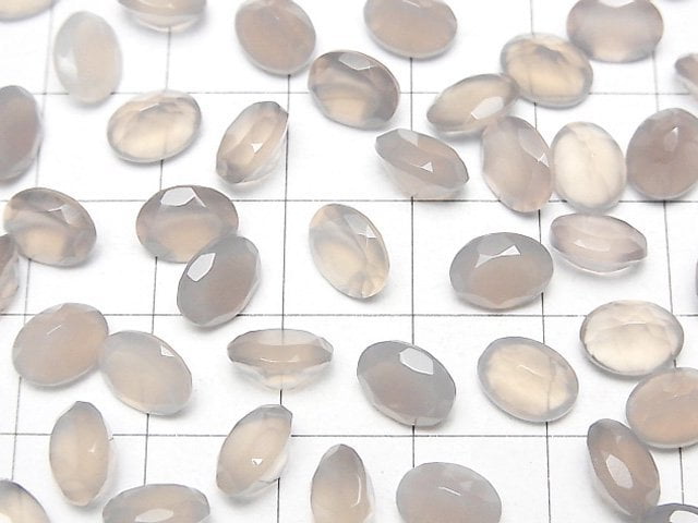Hochwertiger grauer Onyx AAA lose Stein oval facettiert 8x6mm 3 Stück