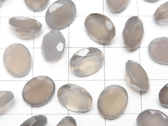 高品質灰色瑪瑙 AAA 刻面橢圓形裸石 10x8mm 2顆